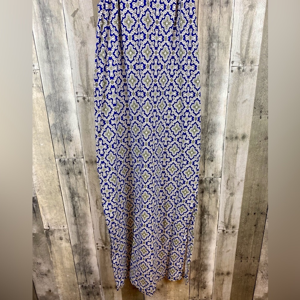 NWOT Boden Racer Neck Halter Maxi Dress in Blue Green Floral Tile Size 4 Regular - Picture 7 of 13